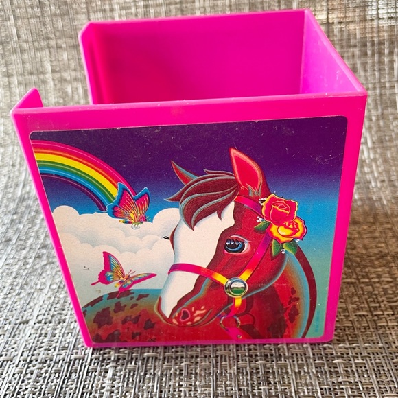 LISA FRANK Vintage 90s Stationary Post It Paper Holder Rainbow Horse & Butterfly - Picture 4 of 5